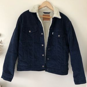 Levi Sherpa Lined Cord Trucker Jacket
